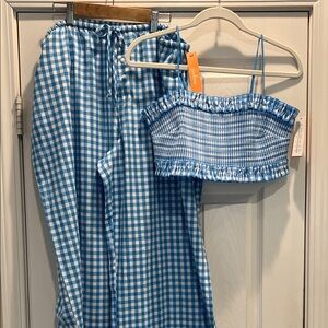 Colsie Blue and White Gingham Set